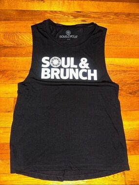 SoulCycle Black Tank with White "Soul & Brunch" Print